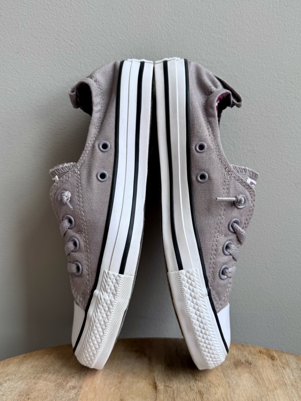 Converse Low Top Sneakers in Taupe with White Soles - Picture 4 of 11